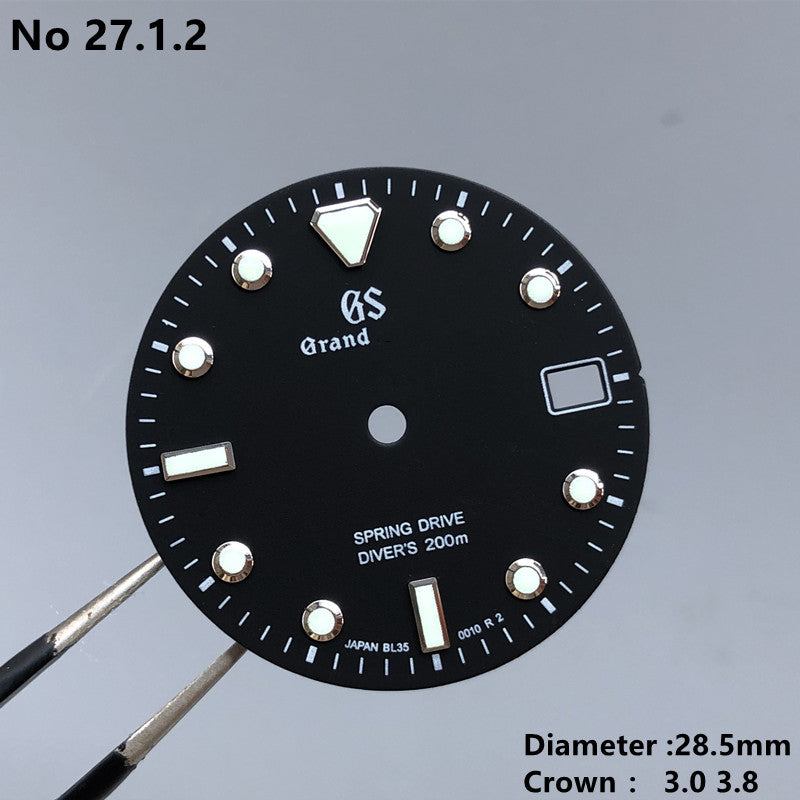 27.2 gs and s logo dial 28.5mm fit 3.0 and 3.8 green lume