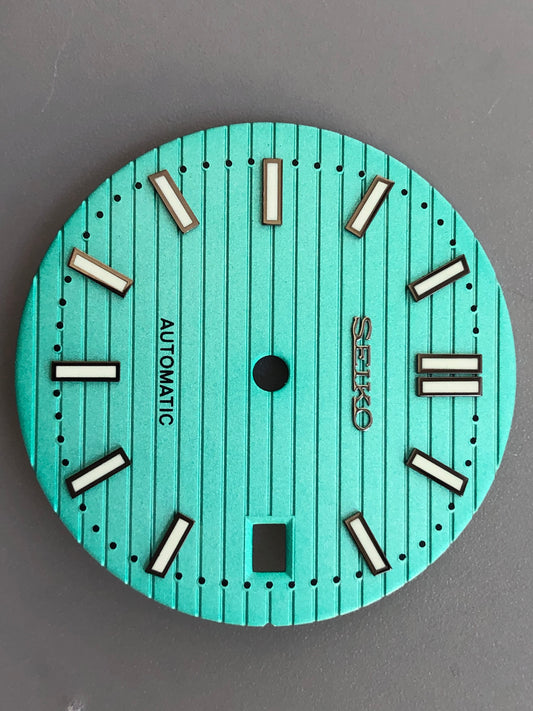 blue dial with s logo